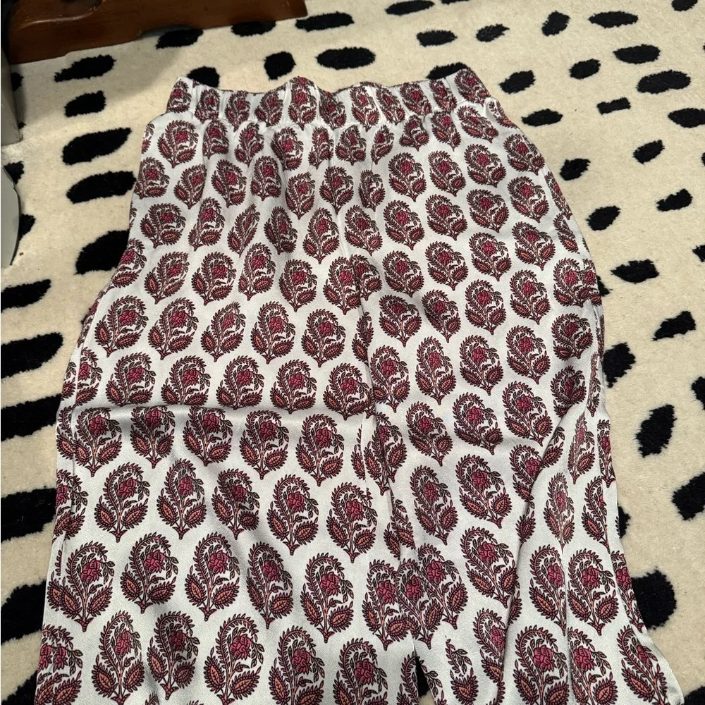 J crew block print paisley pattern pull on elastic waist pants w pockets sz 6 - Picture 2 of 5